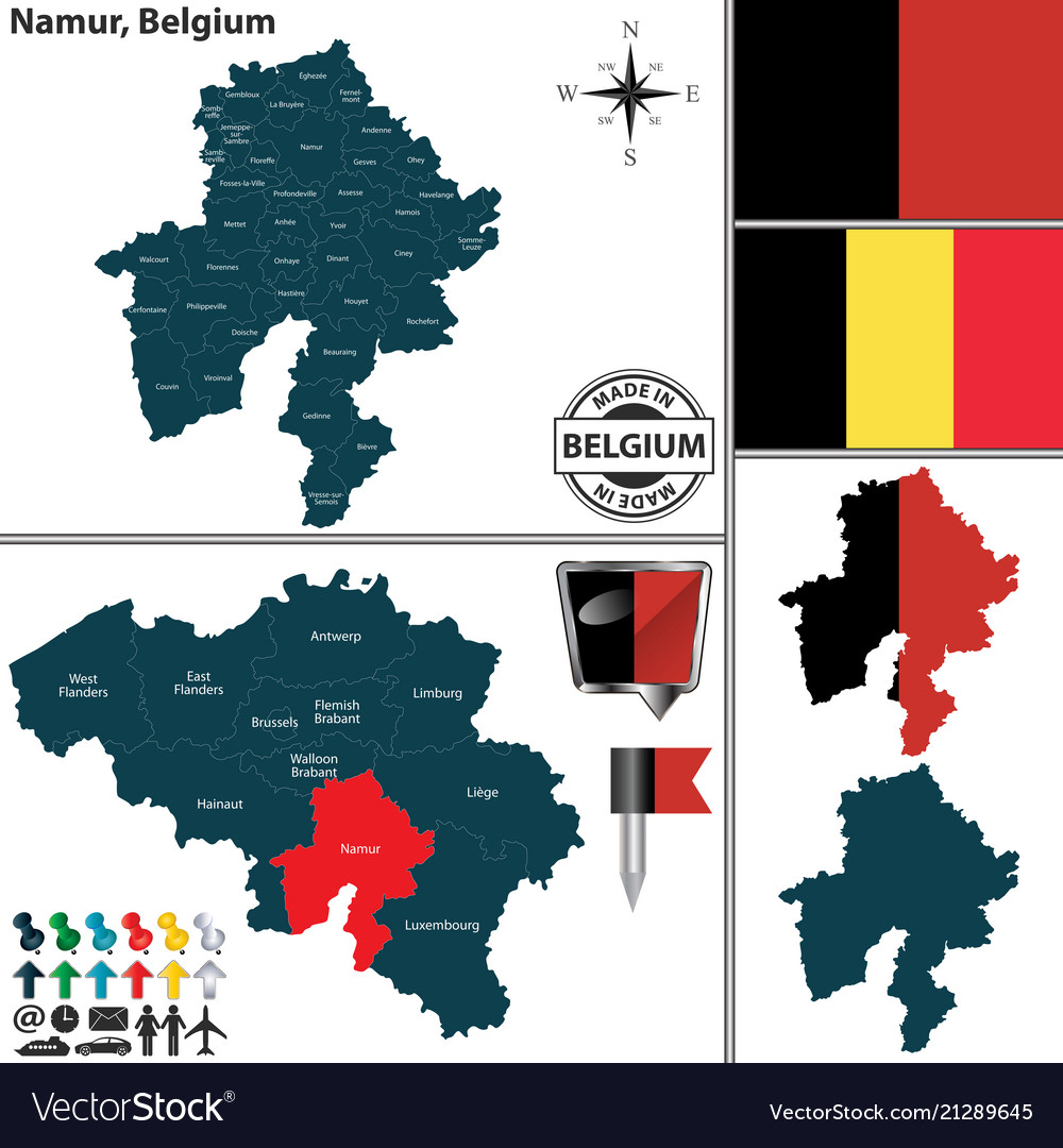 Map of namur belgium Royalty Free Vector Image