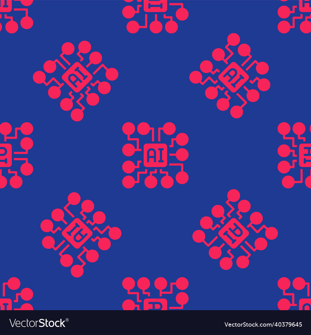 Red neural network icon isolated seamless pattern Vector Image Red neural network icon isolated seamless pattern