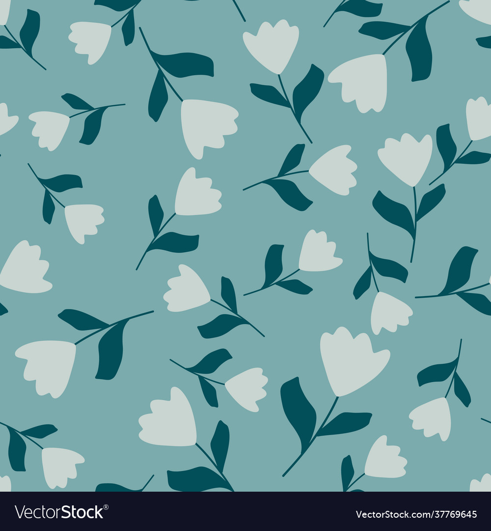 Seamless pattern with random tulip flower hand vector image Seamless pattern with random tulip flower hand