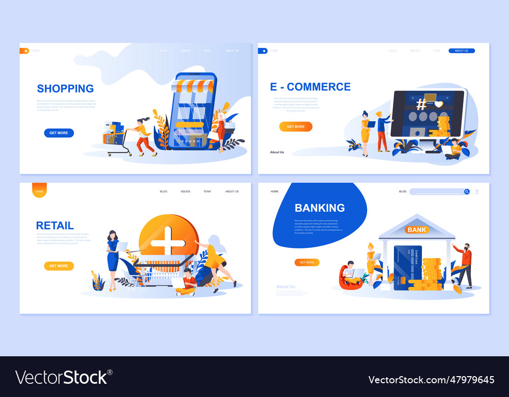 Set Landing-Seitenvorlage für Online-Shopping vector image Set Landing-Seitenvorlage für Online-Shopping