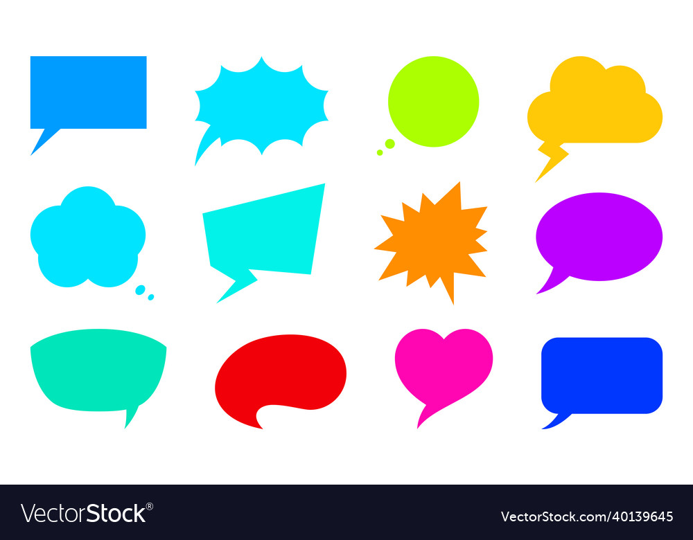 Speech bubble cheerful chat sign colorful flat set