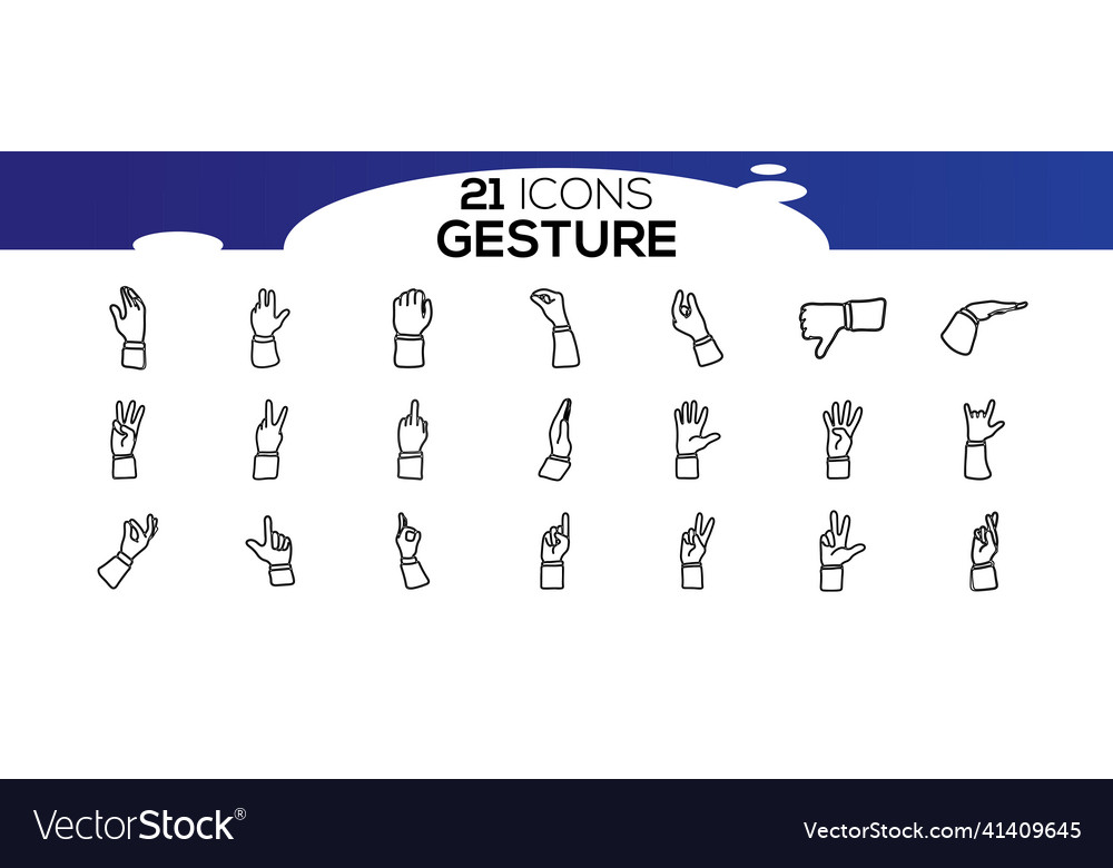 Touch screen gestures icons in thin line style