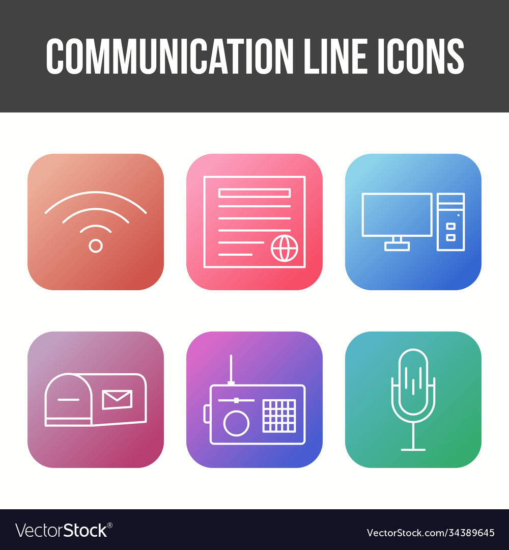 Unique communication line icon set