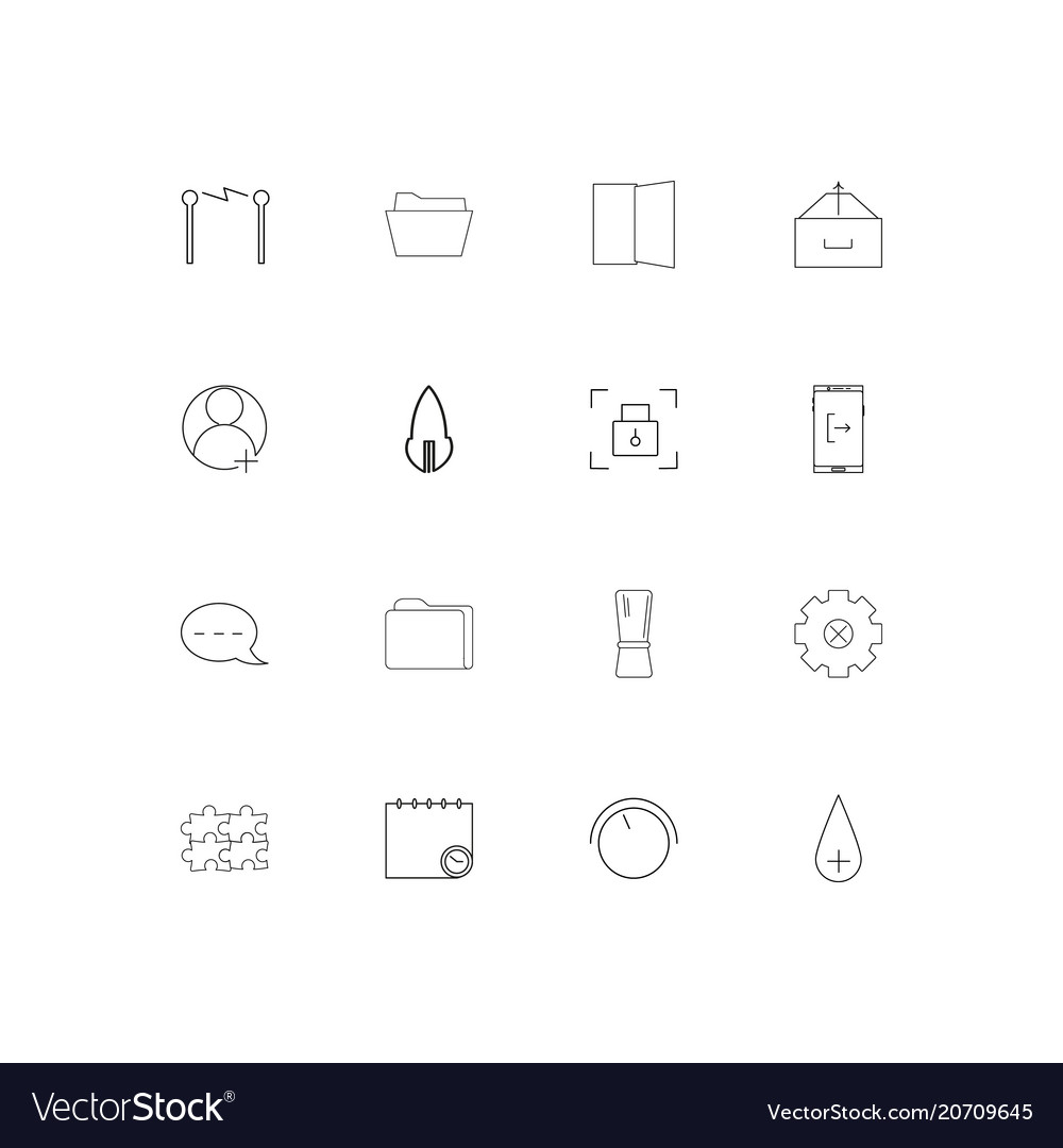 User interface simple linear icons set outlined