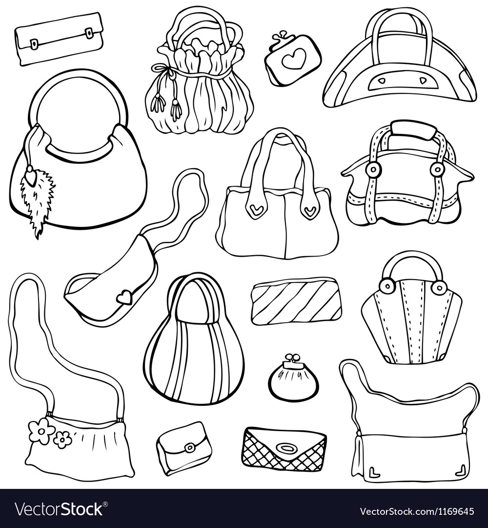 Womens Handbags Hand Drawn Set 3 Royalty Free Vector Image Womens Handbags Hand Drawn Set 3 Vector Image