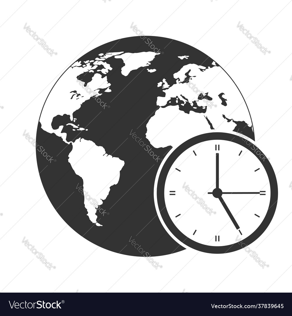 World time sign clock with a globe Royalty Free Vector Image