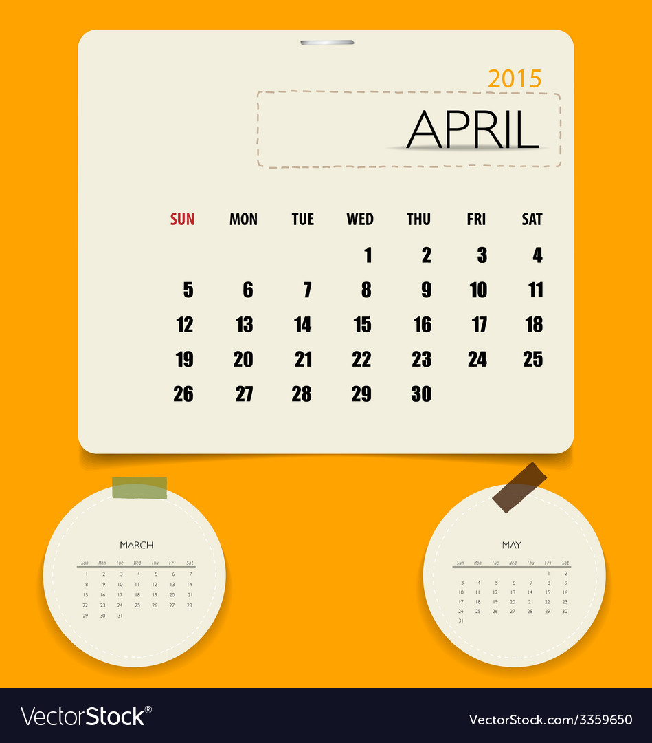 2015 calendar monthly calendar template for april vector image april calendar 2015 template