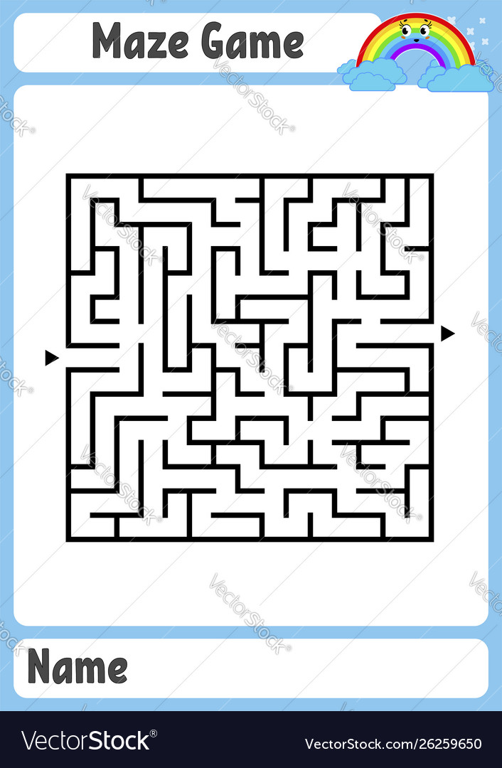 Abstract square maze kids worksheets game puzzle Vector Image