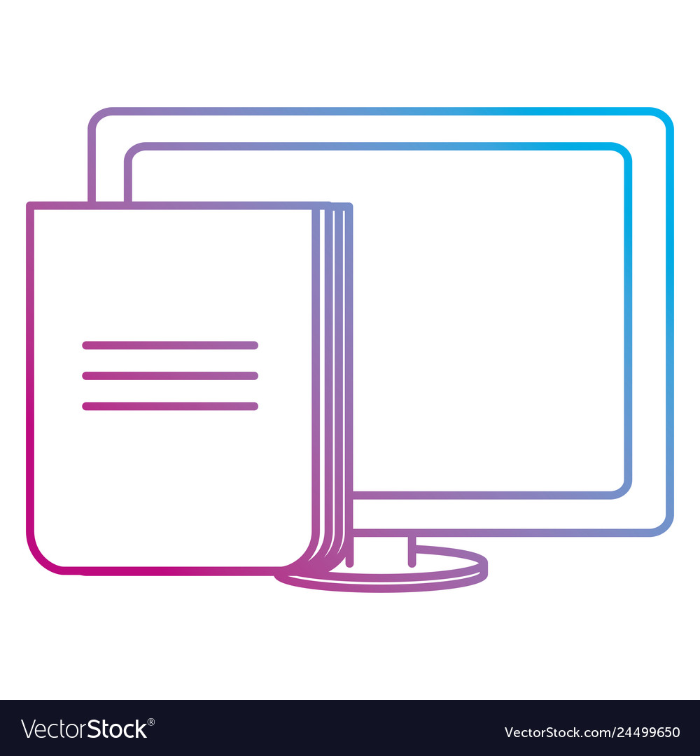 Computer desktop display with documents vector image Computer desktop display with documents