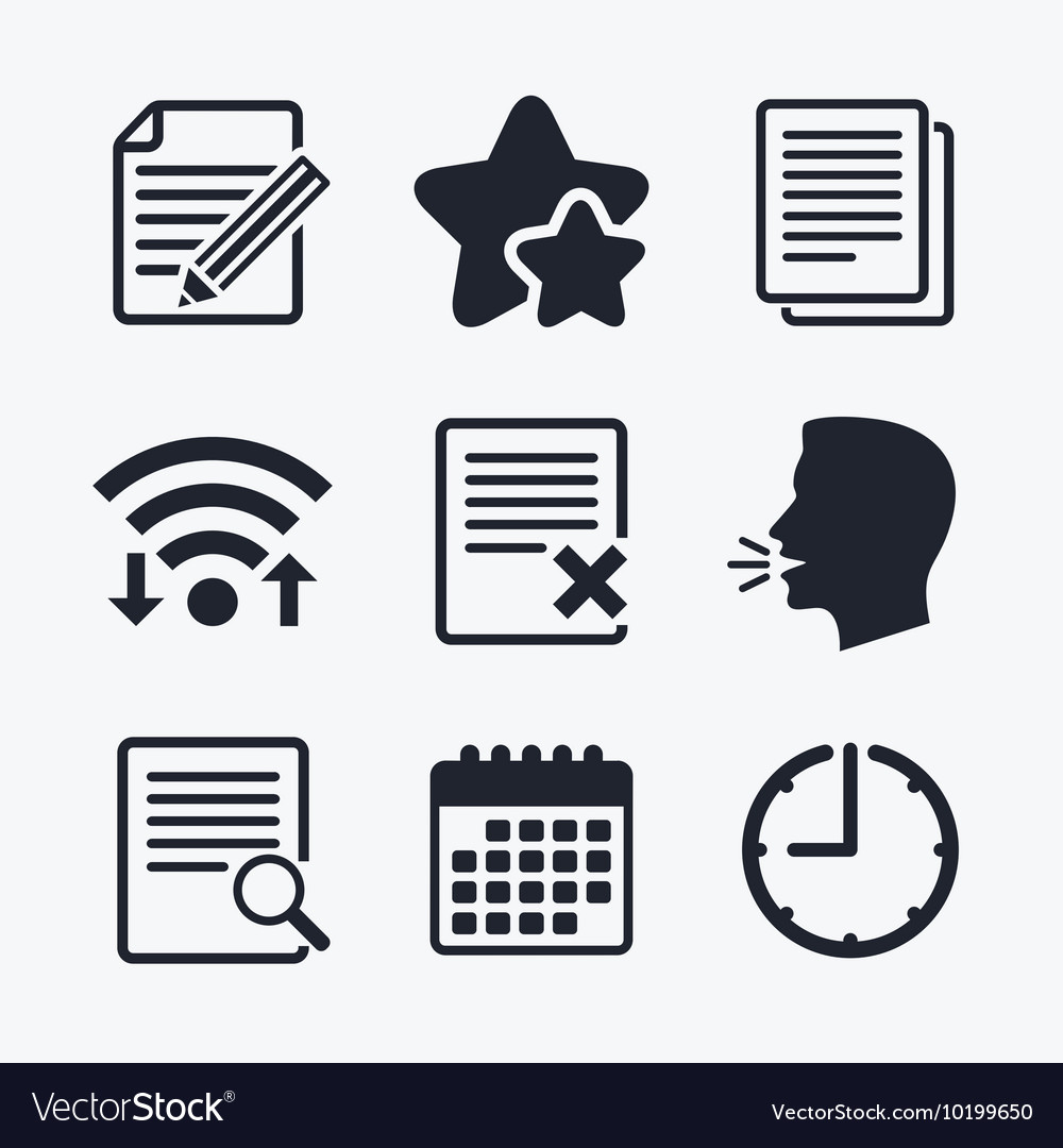 Document icons search delete and edit file