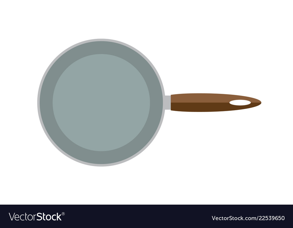 Empty frying pan in top view isolated