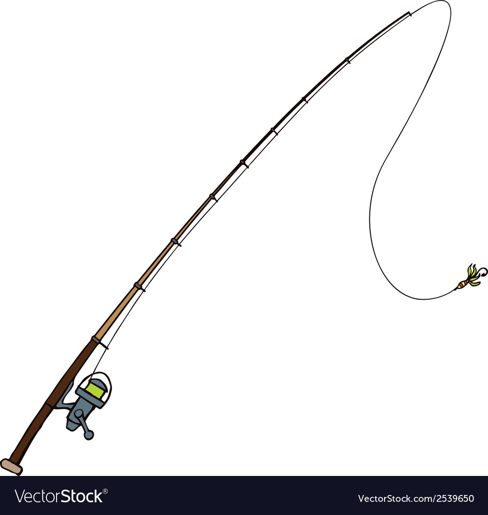 Download Fishing rod with fly bait isolated on white Vector Image