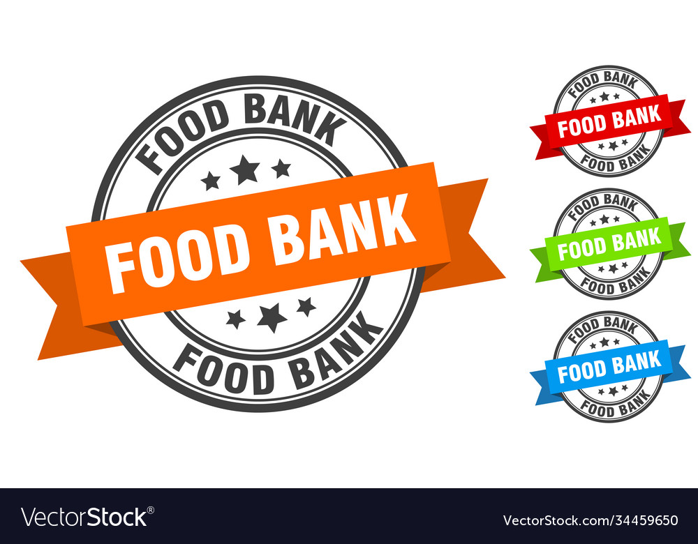 Food bank stamp round band sign set label