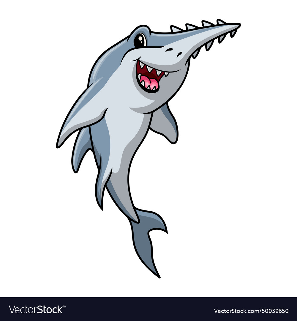 Funny cute sawshark cartoon a smile Royalty Free Vector