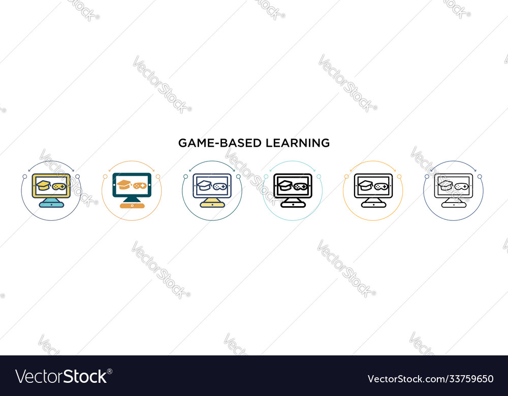 Game-based learning icon in filled thin line