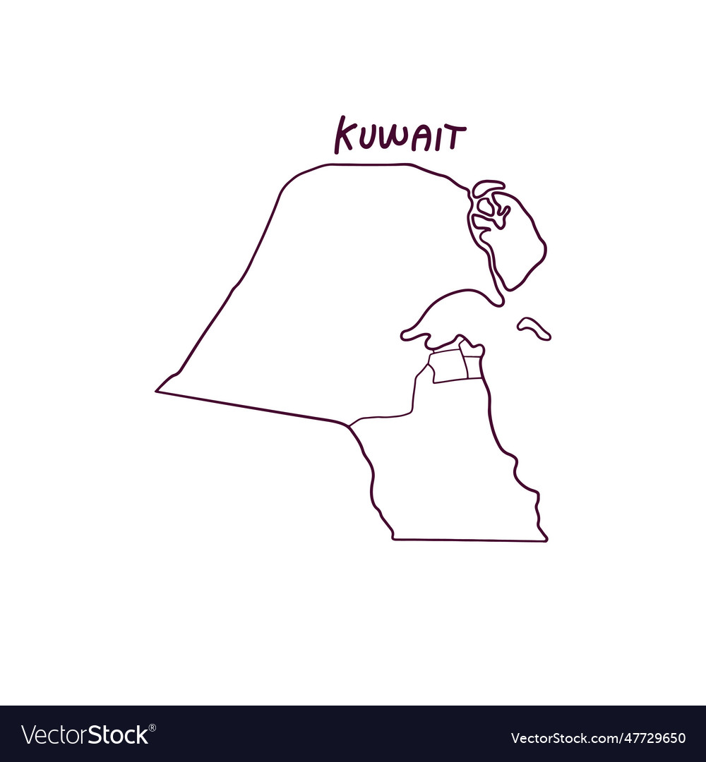 Hand drawn doodle map of kuwait