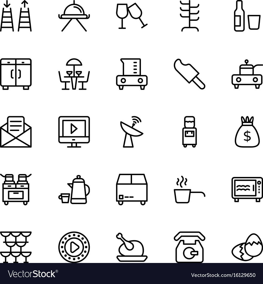 Hotel & Restaurant Line Icons