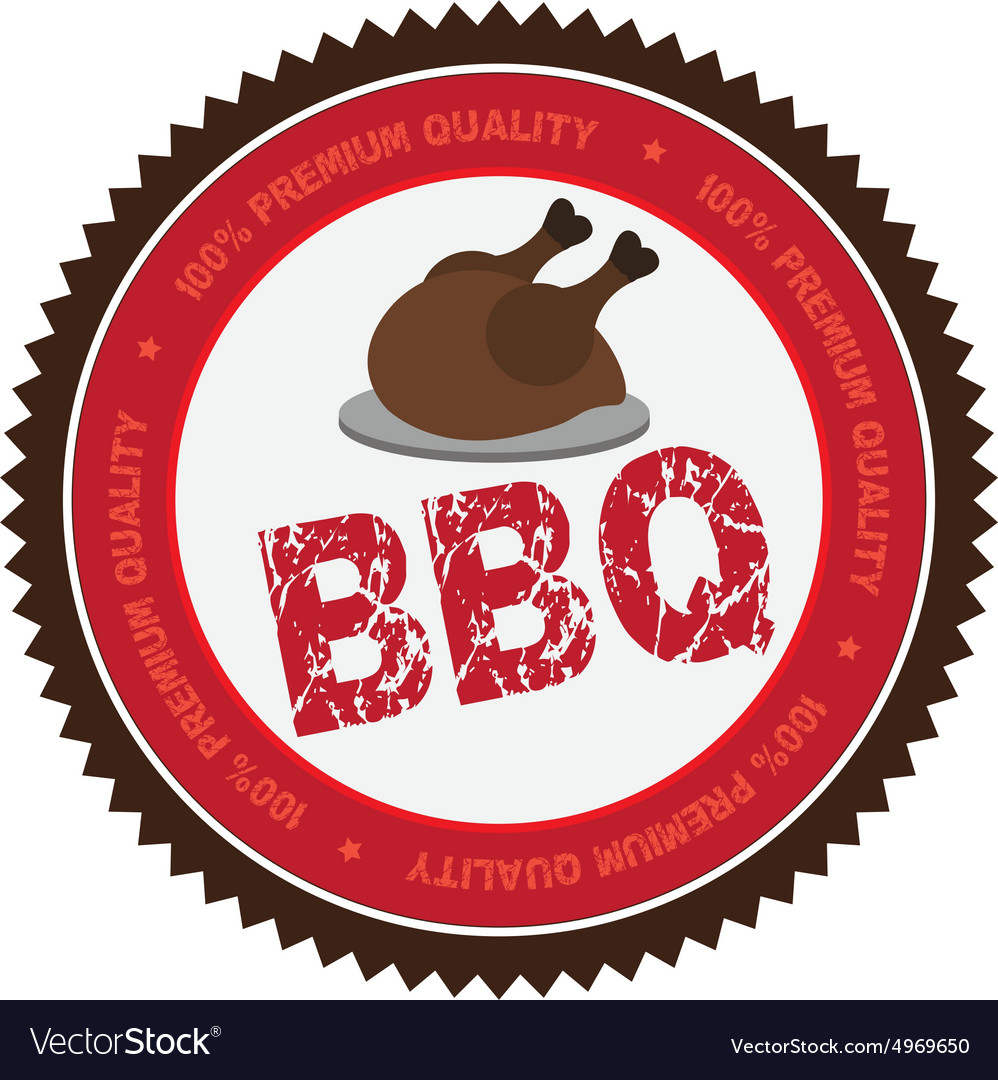 Isolated label with text and barbecue elements