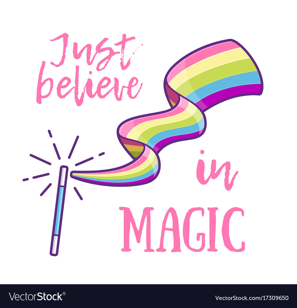 Magic wand making a rainbow Royalty Free Vector Image