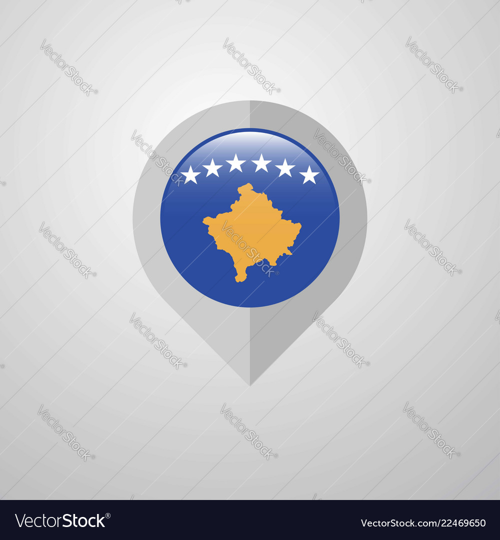 Karten-Navigationszeiger mit kosovo Flag Design