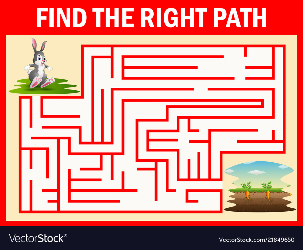 Maze game finds the rabbit way get to carrot