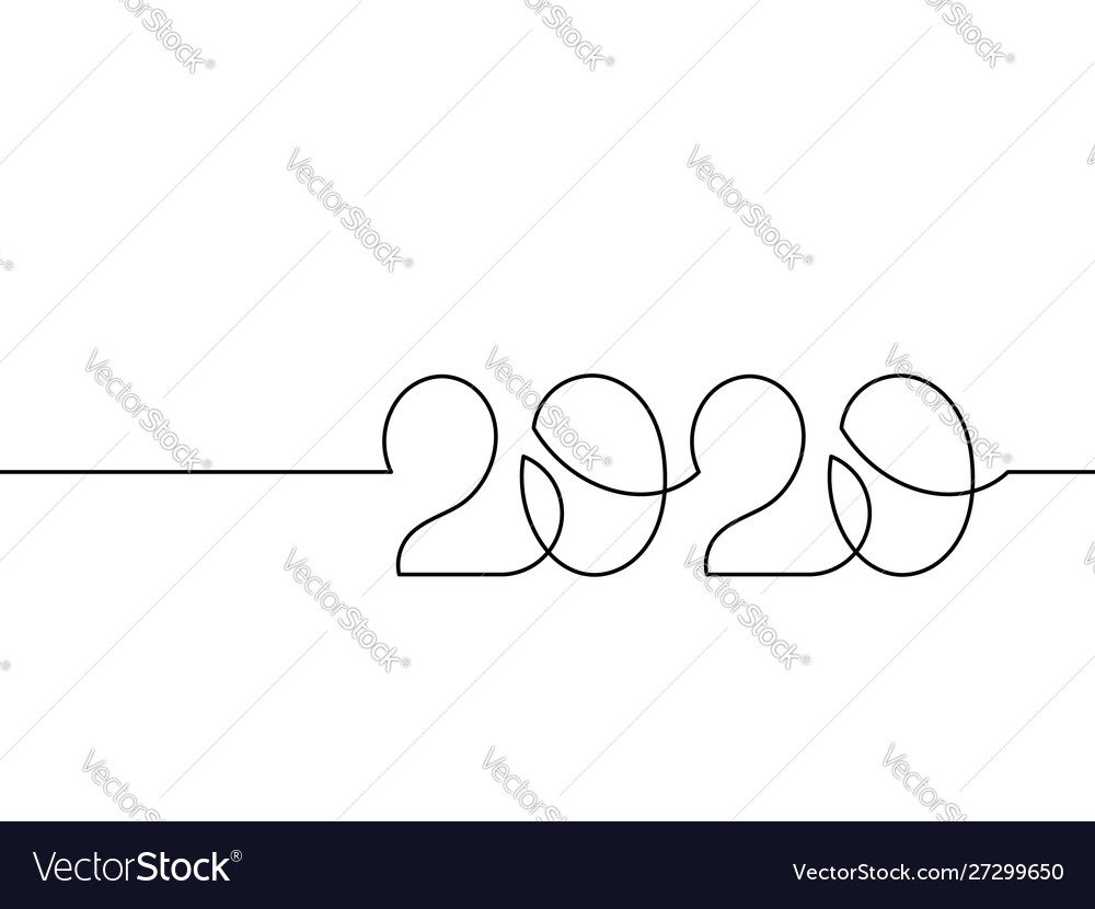 One continuous line drawing 2020 Royalty Free Vector Image