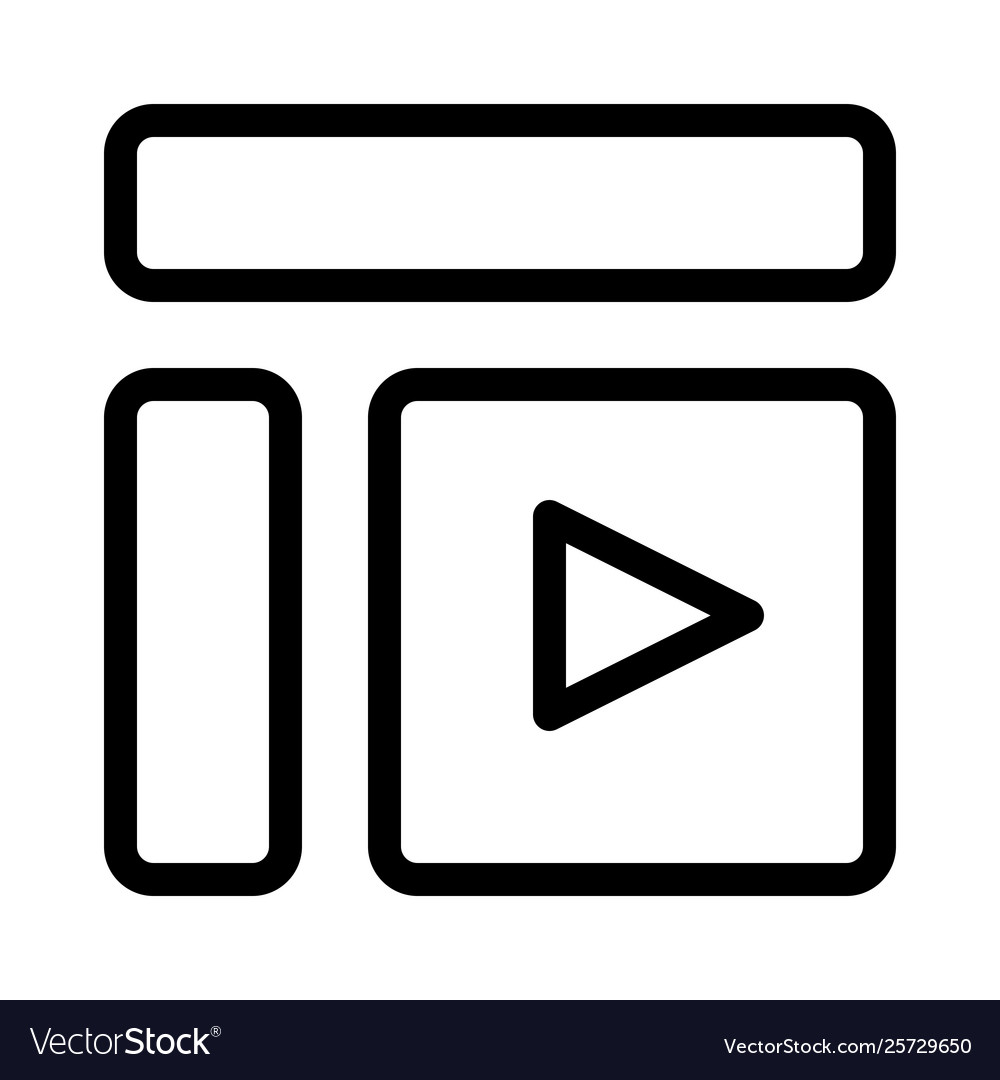 Play triangular shape button engraved in a square