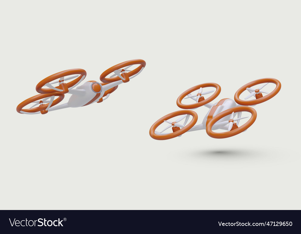 Quadcopter in operation 3d image of drone vector image Quadcopter in operation 3d image of drone