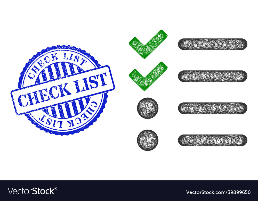 Scratched check list seal and network check list Vector Image