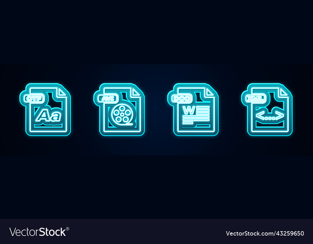 Zeile otf Datei Dokument avi doc und xml vector image Zeile otf Datei Dokument avi doc und xml