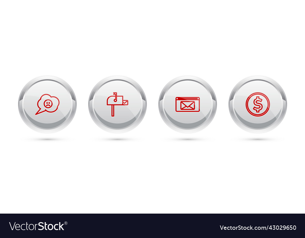 Set line speech bubble with sad smile open mail Vector Image Set line speech bubble with sad smile open mail