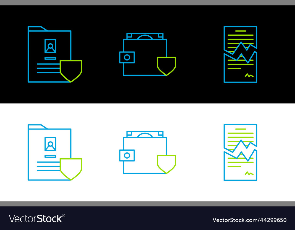 Set line torn contract document with shield vector image Set line torn contract document with shield