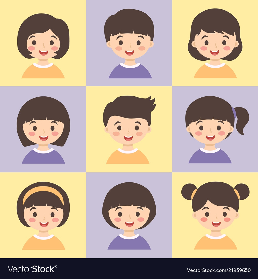 Set of cute kids face avatar