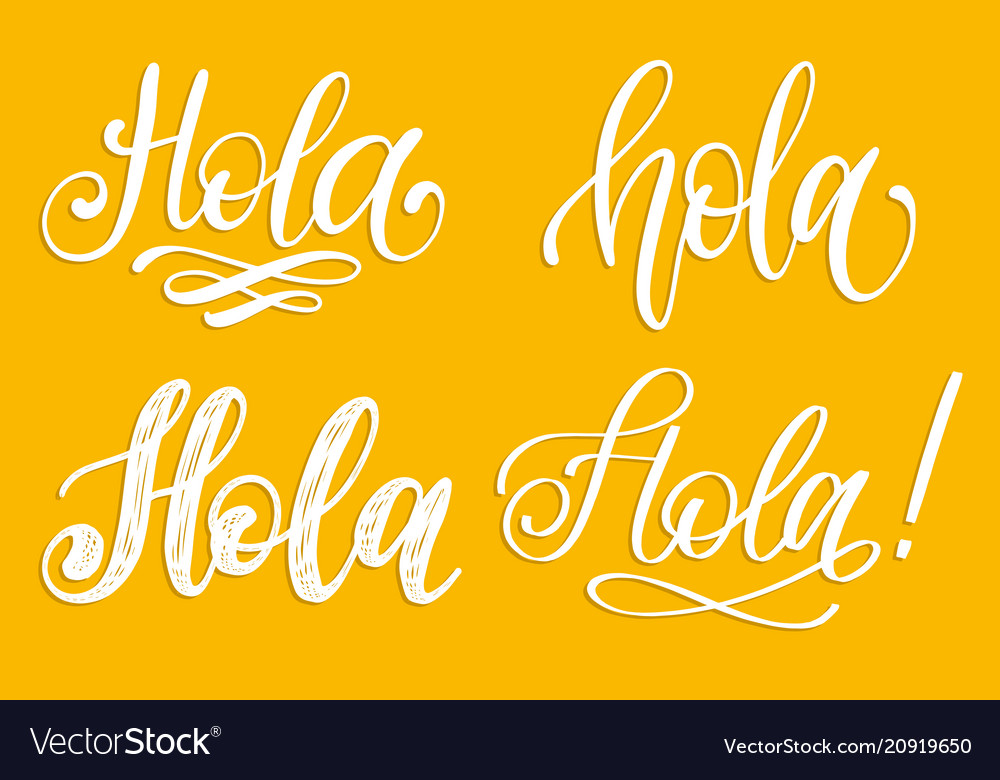 Set of handwritten phrase hello in spanish