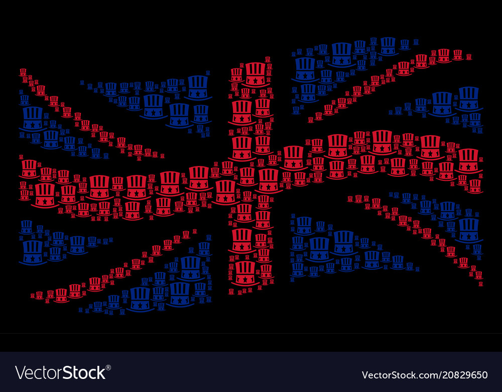 Waving british flag mosaic of uncle sam hat items