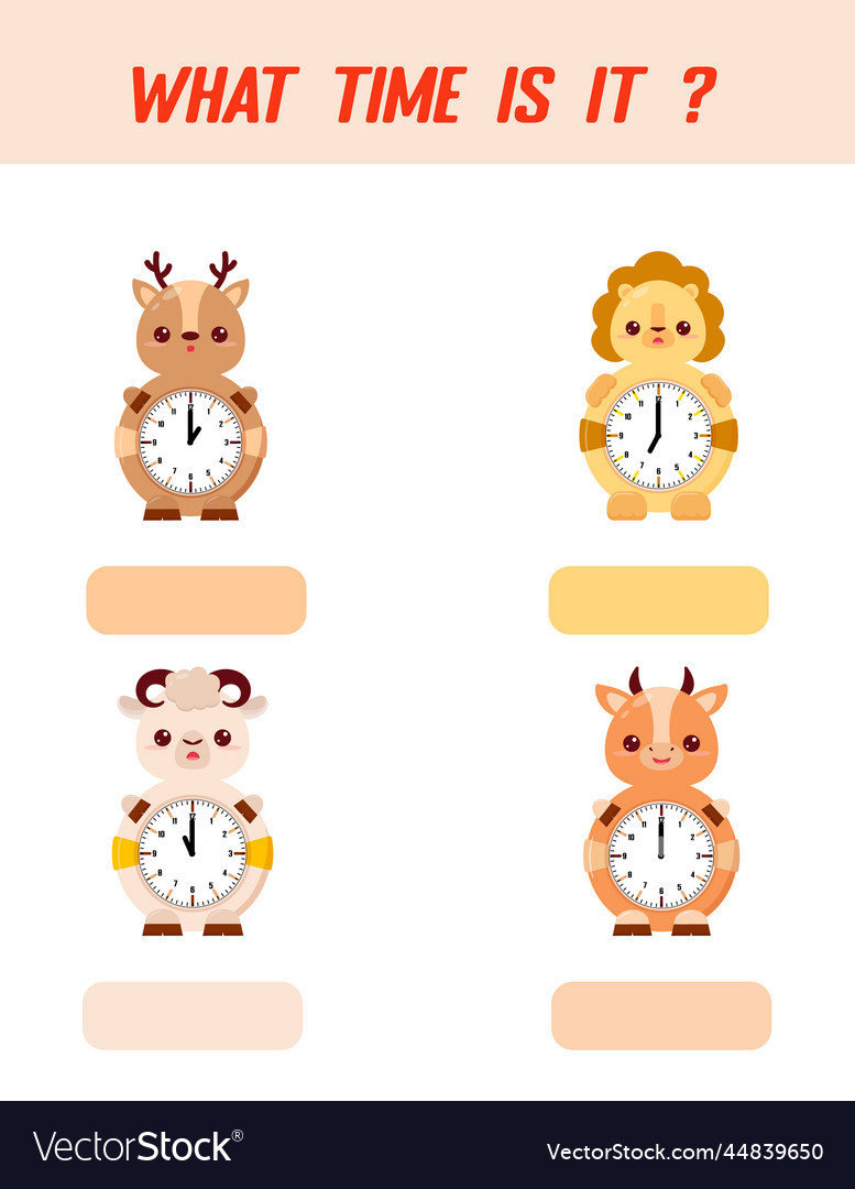 What time is it learning on the clock vector image What time is it learning on the clock