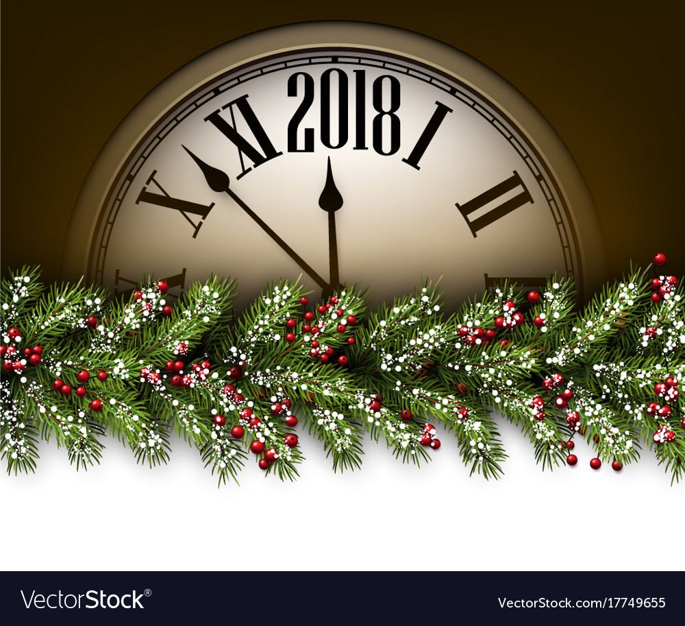 2018 new year background with clock