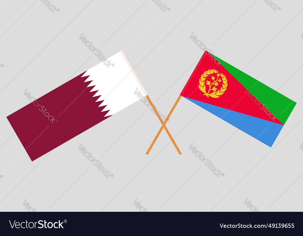 Crossed flags of qatar and eritrea official vector image Crossed flags of qatar and eritrea official