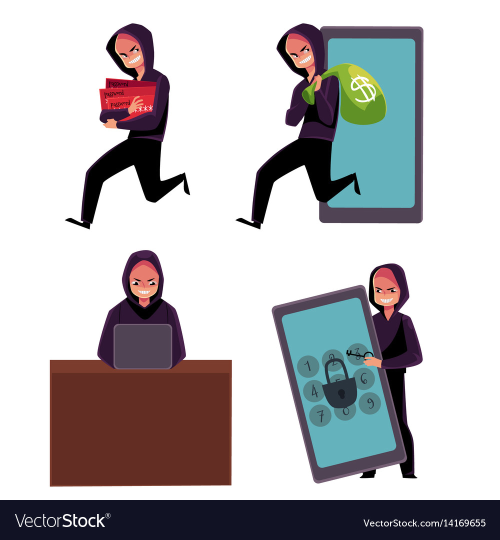 Hacker using laptop stealing credit card