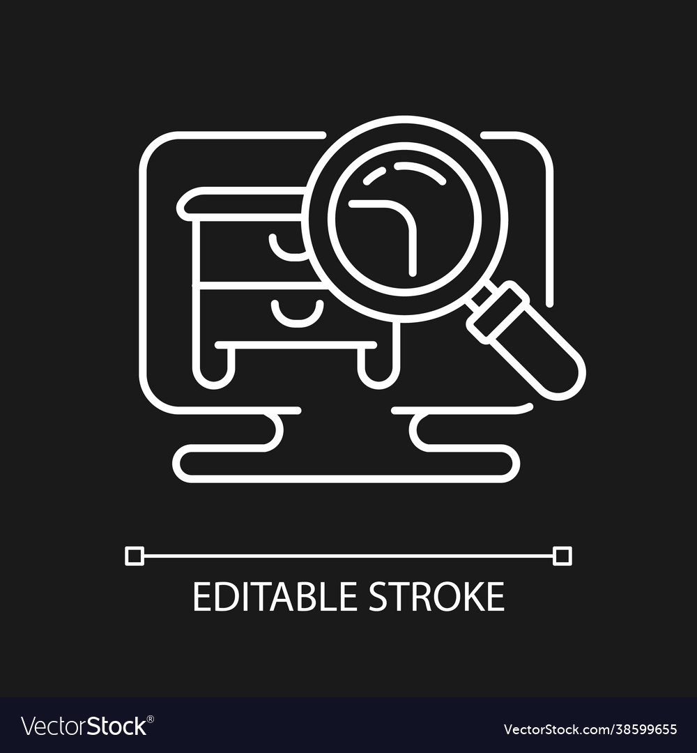 Hidden object game white linear icon for dark vector image Hidden object game white linear icon for dark
