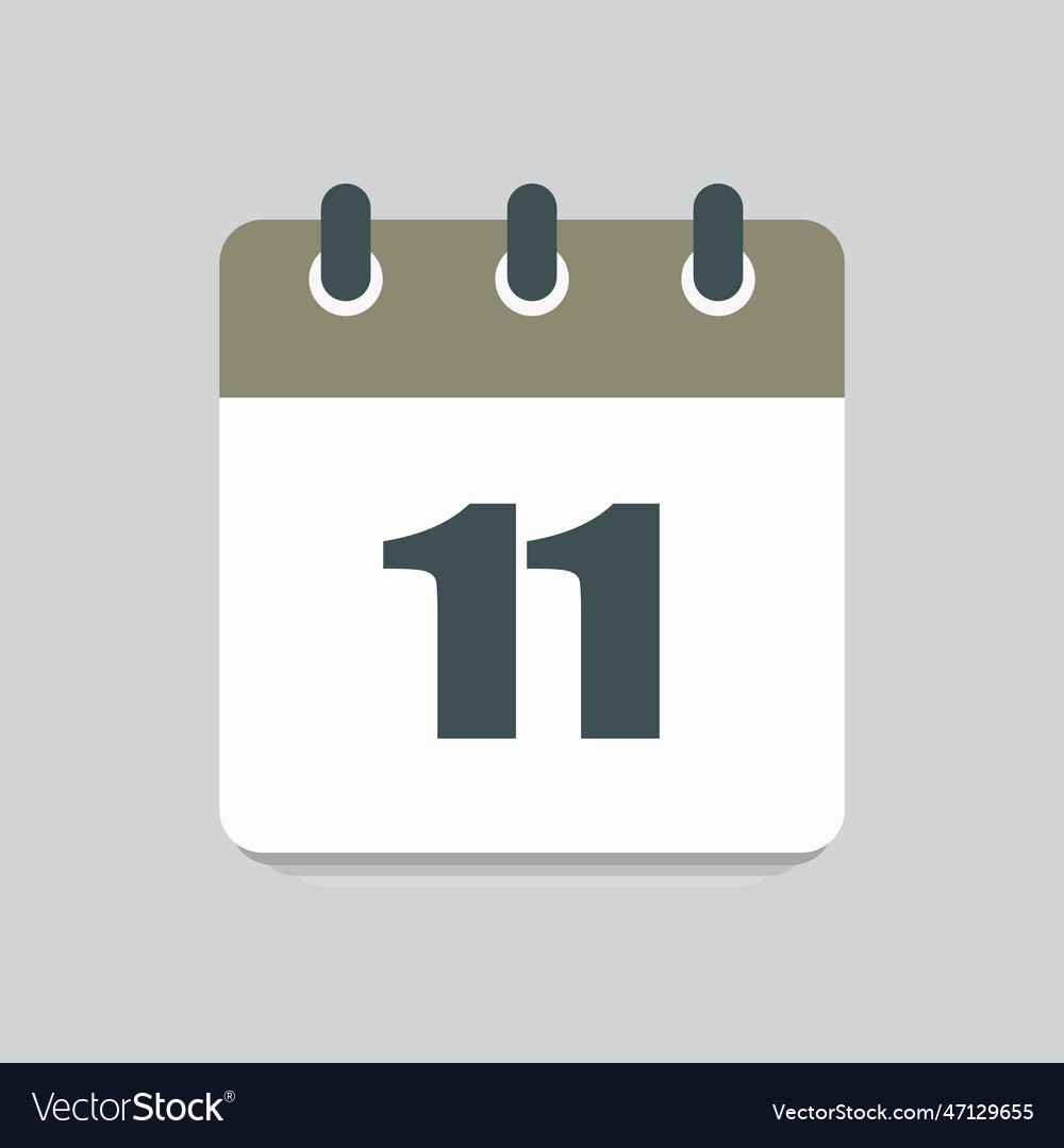 Icon calendar day number 11 11th month Royalty Free Vector