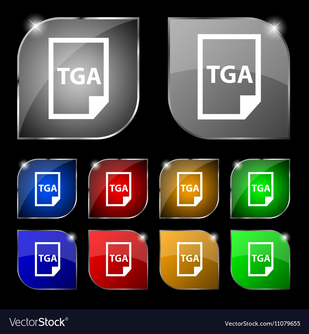 Image file type format tga icon sign set of ten