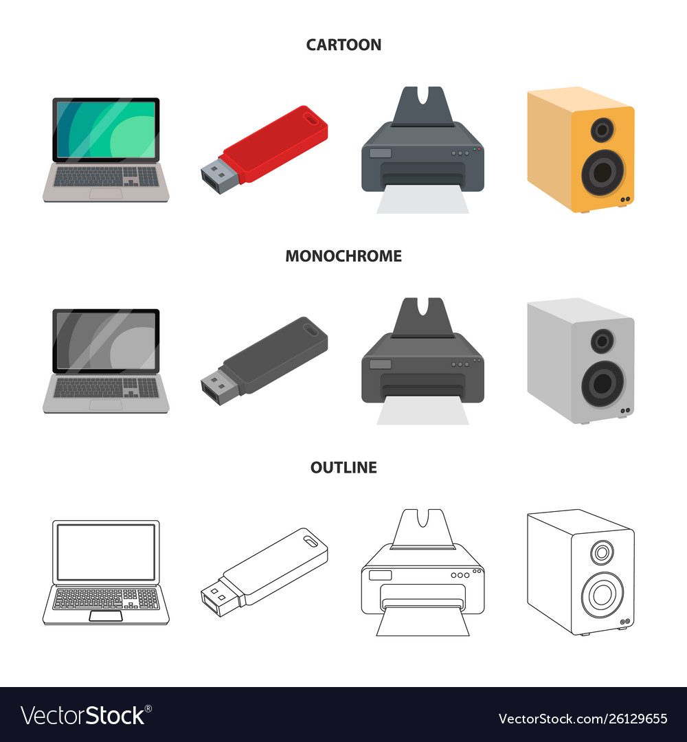 Isolated object laptop and device symbol set vector image Isolated object laptop and device symbol set