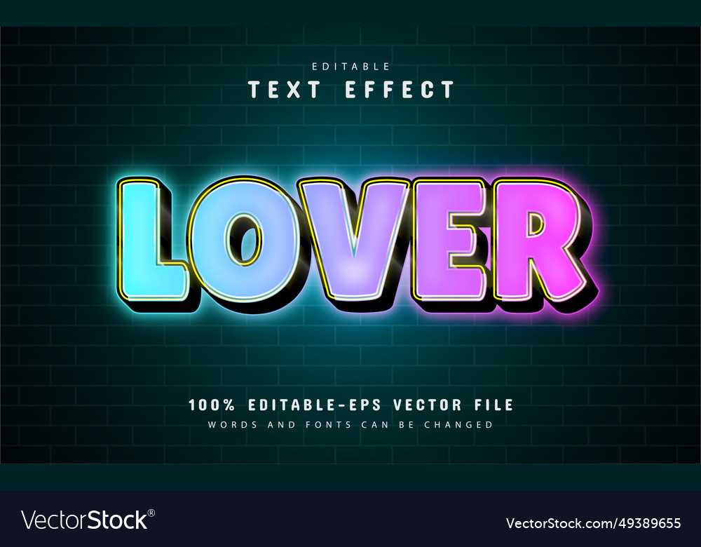 Lover text effect with gradient