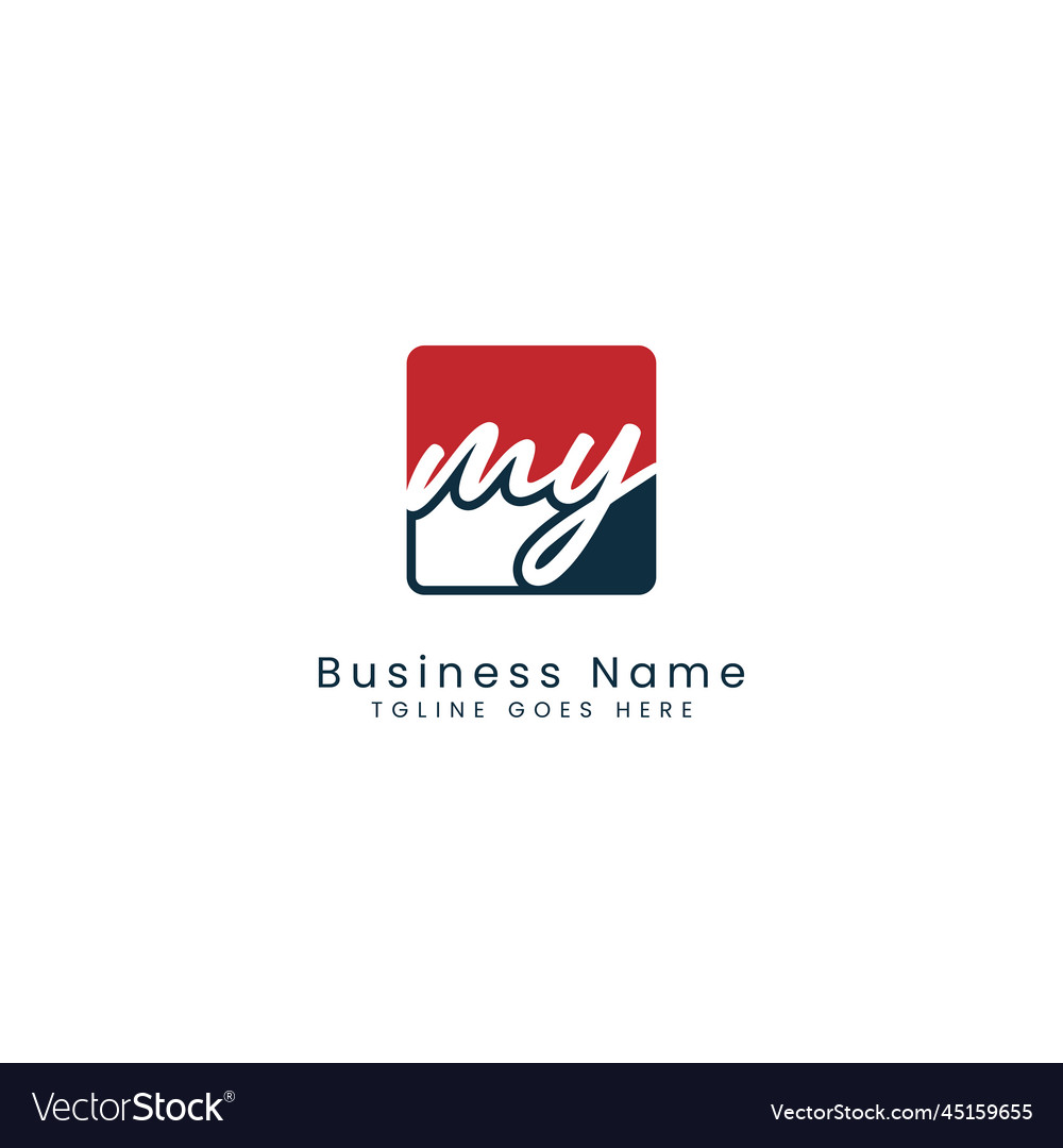 M y my initial letter handwritten signature logo Vector Image