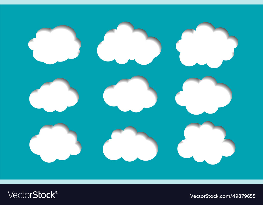 Paper cut style set of clouds elements
