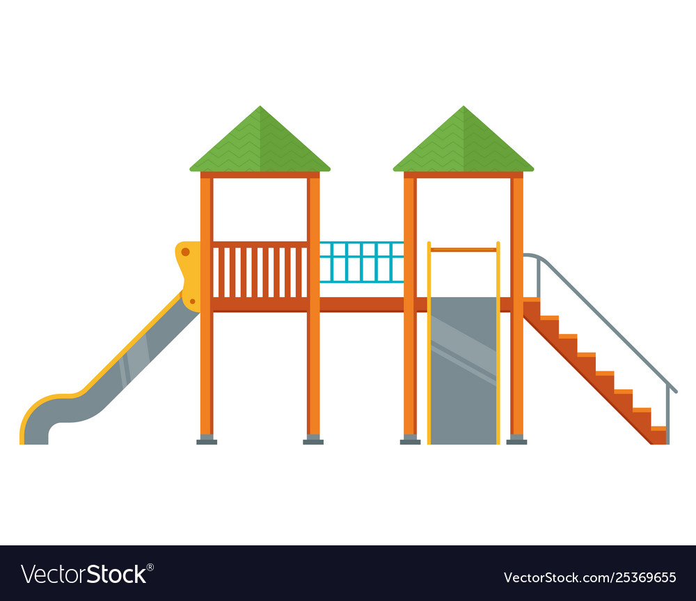 Playground with slides complex in yard