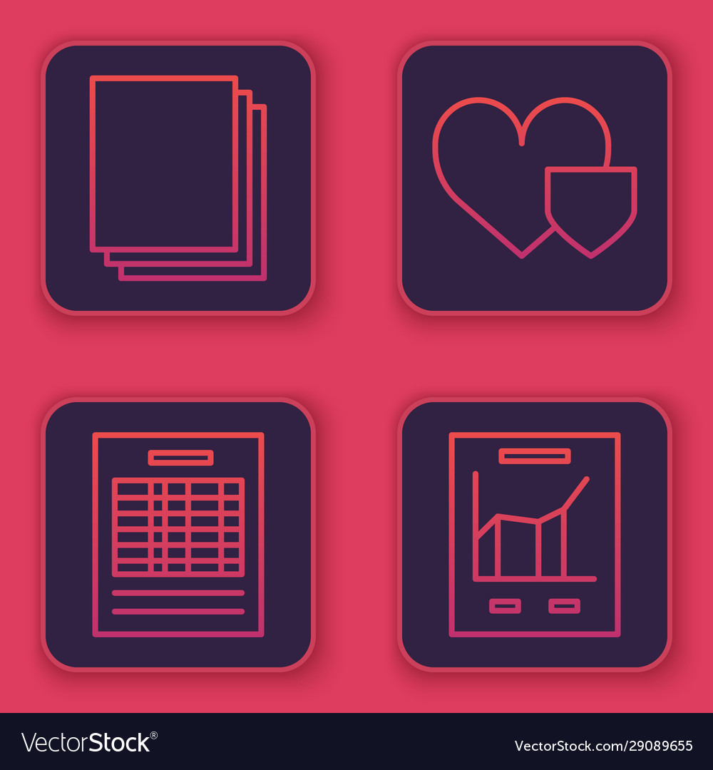 Set line clean paper report file document heart vector image Set line clean paper report file document heart