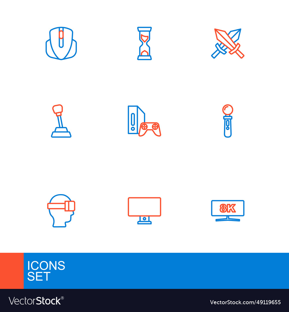 Set line computer monitor virtual reality glasses vector image Set line computer monitor virtual reality glasses