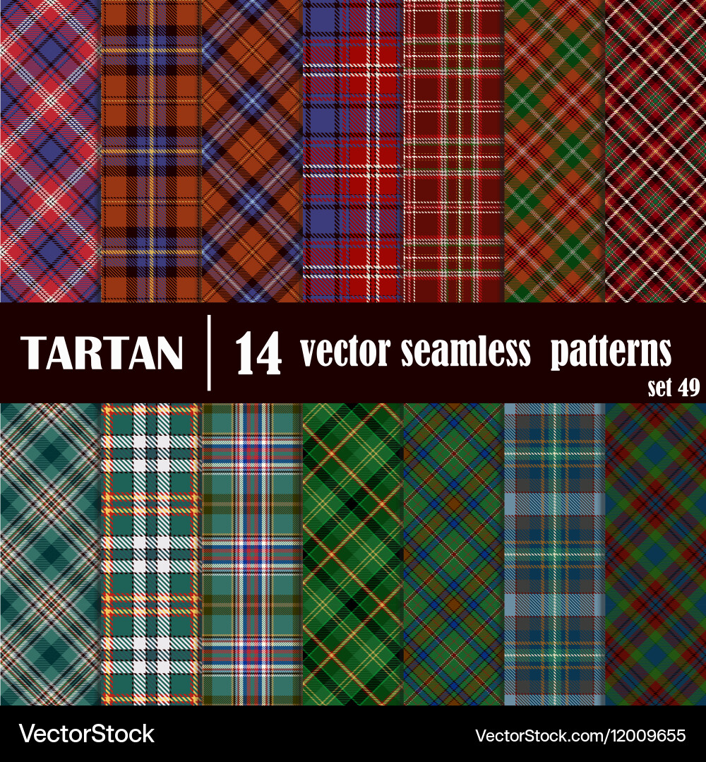 Set tartan seamless pattern Royalty Free Vector Image